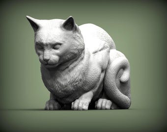 Realistic Cat Figurine – 3D Printed Cat Statue
