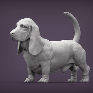 Basset Hound Figurine – 3D Printed Dog Statue Collectible for Pet Lovers & Home Décor