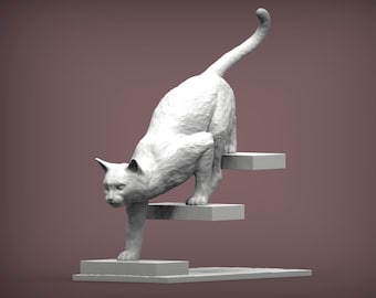 Figura de gato impresa en 3D: decoración moderna para el hogar, regalo para amantes de los gatos