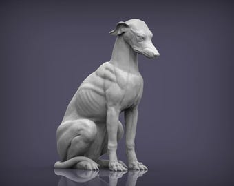 グレイハウンド犬の置物 - 3Dプリントされたエレガントな犬の像