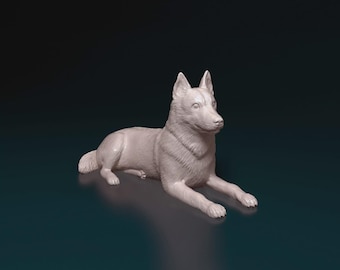 Husky Figurine – 3D Printed Realistic Dog Statue