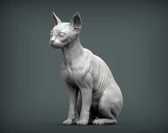 Sphynx-katbeeldje – 3D-geprint realistisch beeld van een haarloze kat (3)