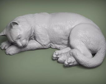Figurine de chat endormi imprimée en 3D : décoration d'intérieur confortable