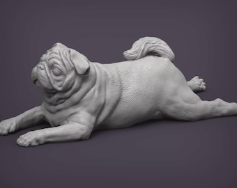 Pug Dog Figurine – 3D Printed Pug Statue (3)