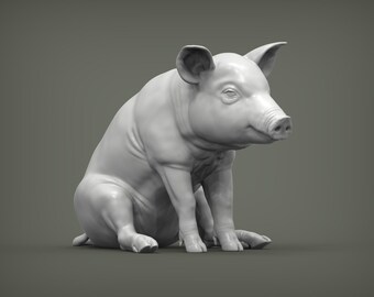 Figura de cerdito bebé – Estatua de animal de granja impresa en 3D