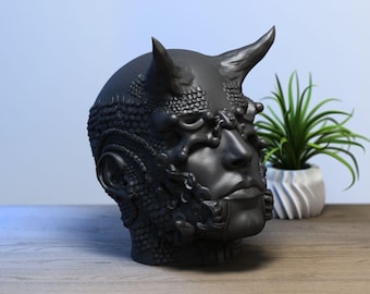 Demon-Inspired 3D Printed Headphone Stand – Cyborg Skull Design for Gamers & Collectors - GAME - GAME LOVER