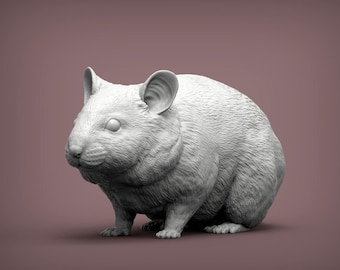 Figurine de hamster – Statue de hamster de compagnie imprimée en 3D | Animal mignon à collectionner et cadeau de décoration pour la maison