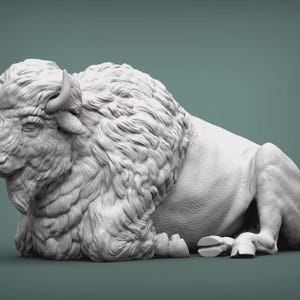 Bison Figurine – 3D Printed American Buffalo Statue for Rustic Home Decor & Wildlife Collectors