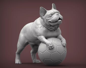 3D Printed French Bulldog Figurine: Playful Home Decor
