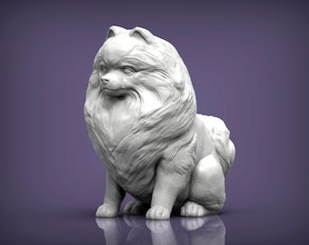 Pomeranian Dog Figurine – 3D Printed Fluffy Dog Statue
