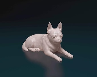 Chihuahua Dog Figurine – 3D Printed Realistic Dog Statue
