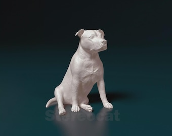 Staffordshire Bull Terrier Figurine – 3D Printed Sitting Staffy Dog Statue