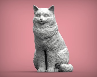 Ragdoll Cat Figurine – 3D Printed Fluffy Cat Statue