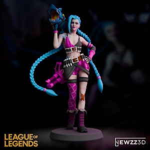 League of Legends Jinx Figurine – 3D Printed Collectible Model for Gamers & LoL Fans