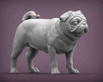 Pug Dog Figurine – 3D Printed Wrinkled Face Dog Statue (2)