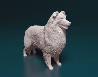 Collie Dog Figurine – 3D Printed Realistic Dog Statue