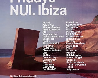 Onconventionele vrijdagen op de officiële poster van Nui Ibiza