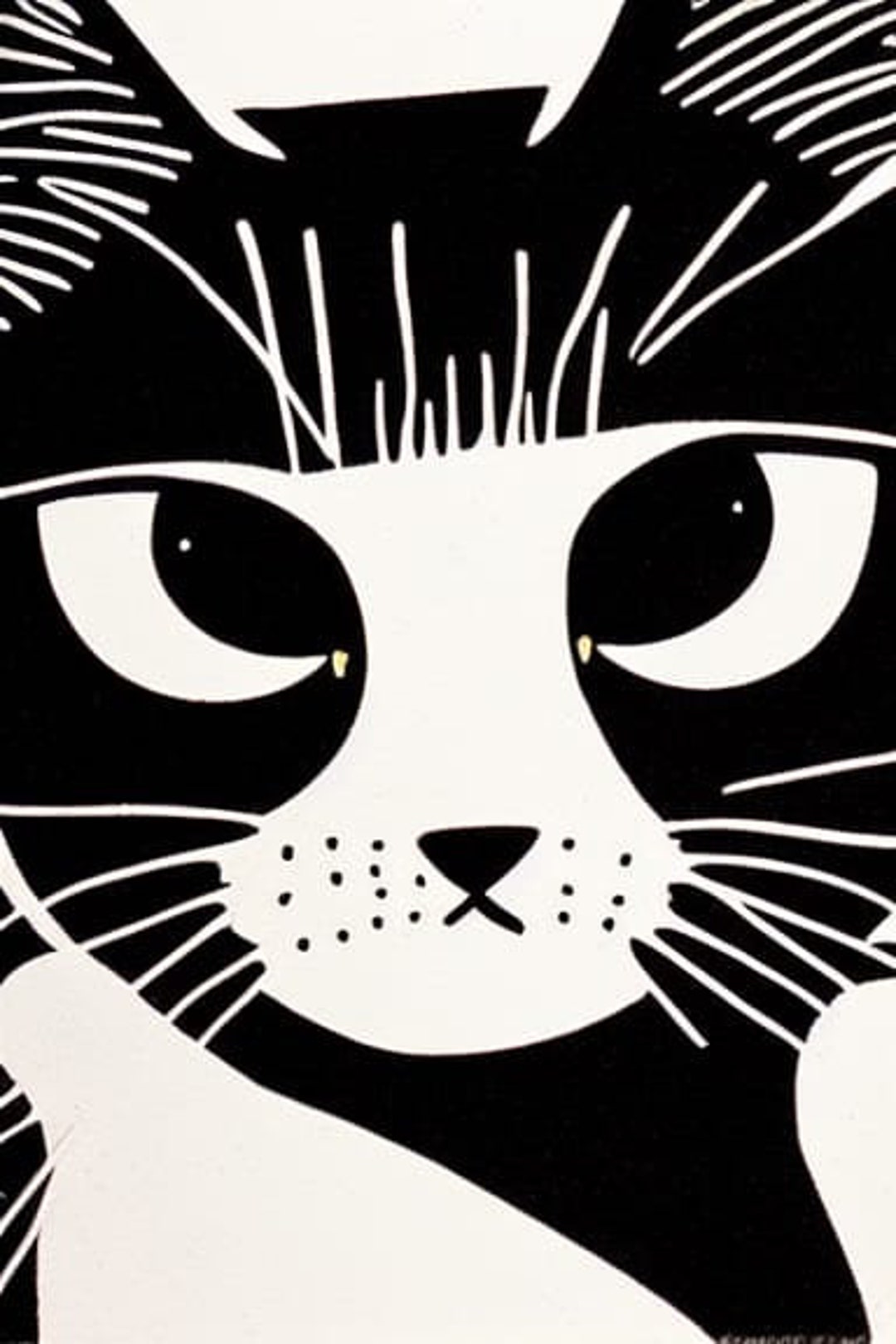 Cute B&W Cat Print - Etsy