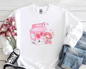 Cute Astronaut Sweatshirt Kawaii Strawberry Milk Tshirt Japanese Harajuku Clothing Anime Gifts T-shirt Kawaii Pink Shirt Aesthetic Sweater