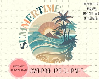 Summer Svg Png Clipart, Summer Tshirt, Travel Shirt Design , Summer Wall Art Beach SVG, Print on Demand, Retro Summer Svg Commercial Use Art