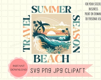 Summer Svg Png Clipart, Summer Tshirt, Travel Shirt Design , Summer Wall Art Beach SVG, Print on Demand, Retro Summer Svg Commercial Use Art