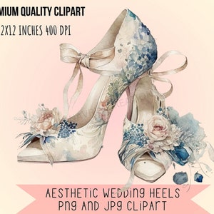 Wedding High Heels Watercolor PNG Clip Art, Pumps Art Clipart, Ladies Shoe Digital Art, Bachelorette Invites instant download commercial use