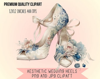 Wedding High Heels Watercolor PNG Clip Art, Pumps Art Clipart, Ladies Shoe Digital Art, Bachelorette Invites instant download commercial use