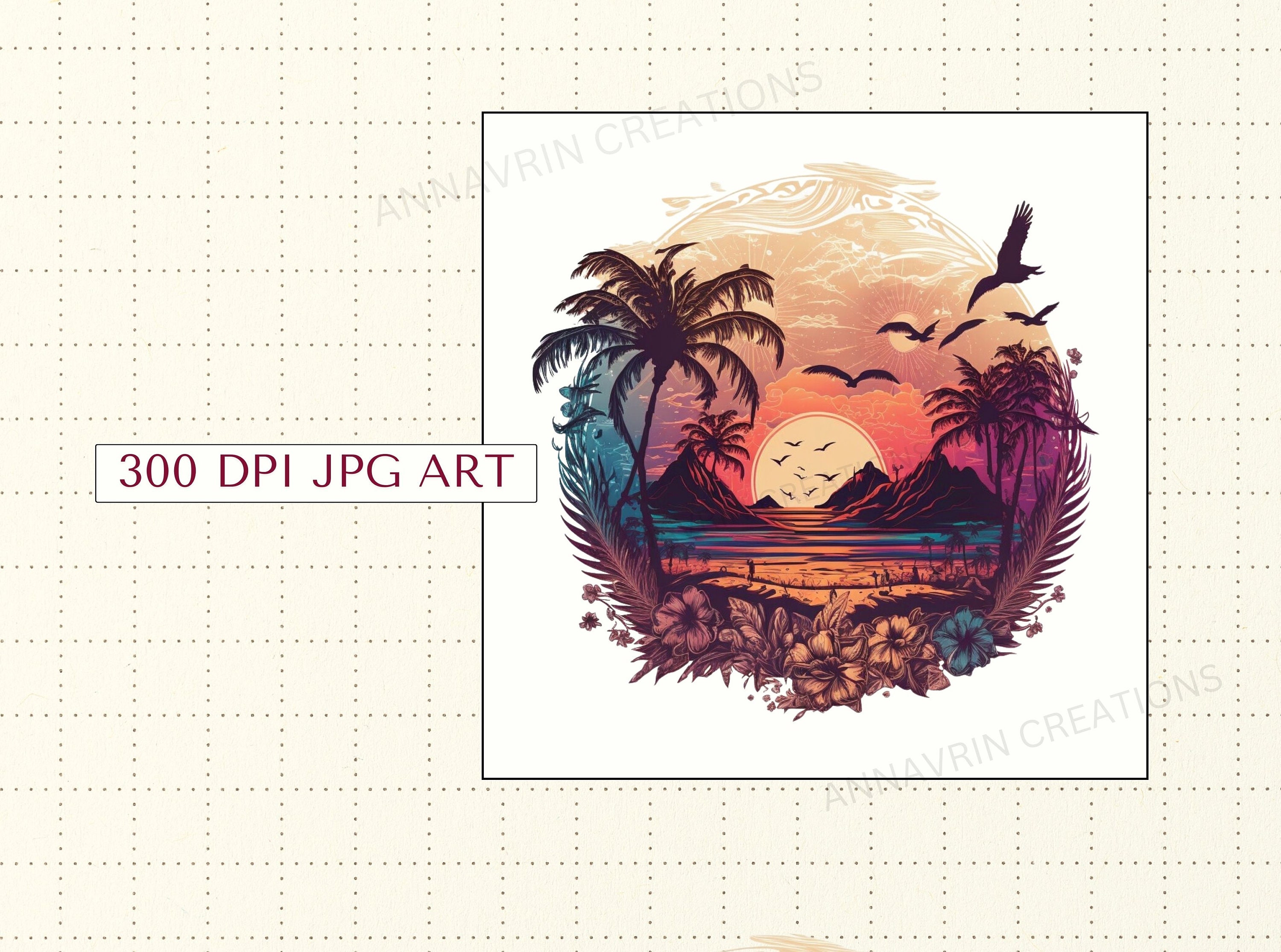Retro Pastel Beach Clipart, Pink Summer Sublimation PNG, Beach Themed ...