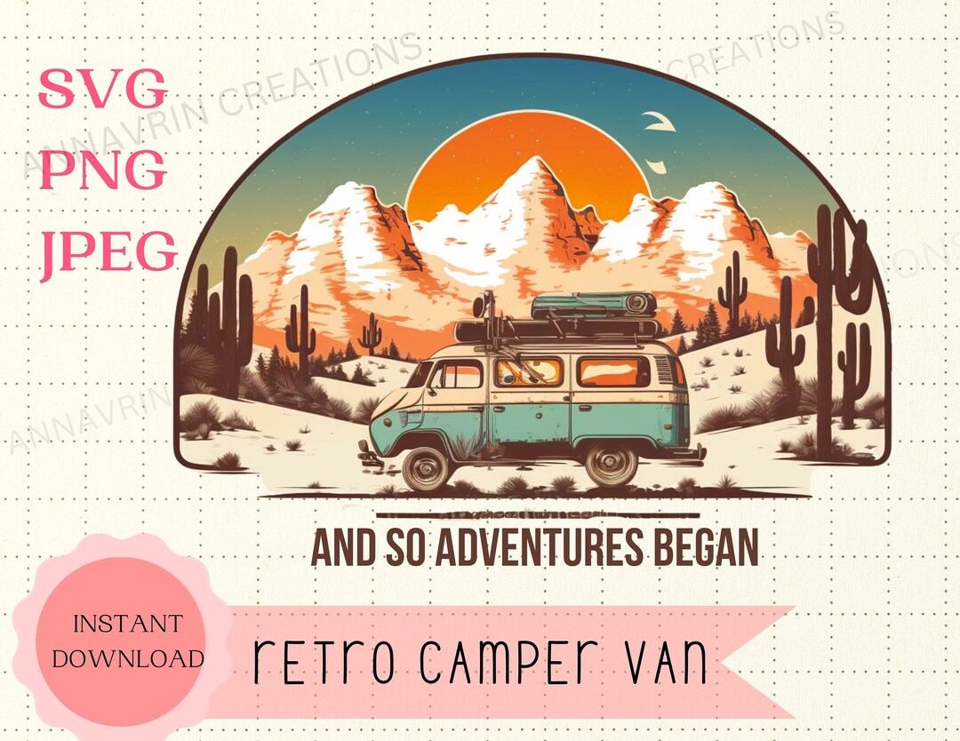 Retro Camper Clipart Svg Png Jpg Clipart, Retro Camping Tshirt, Camper