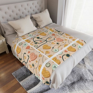 Nurse Blanket Gift Nursing Blanket Stethoscope Style Minky Blanket for Nurses Blanket Gifts for Doctors Gift for Coz