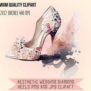 Wedding High Heels Watercolor PNG Clip Art, Pumps Art Clipart, Ladies Shoe Digital Art, Bachelorette Invites instant download commercial use