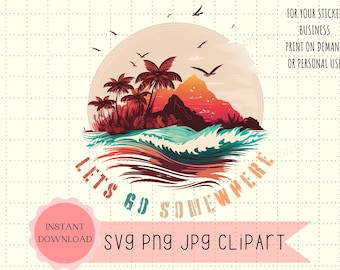 Summer Svg Png Clipart, Summer Tshirt, Travel Shirt Design , Summer Wall Art Beach SVG, Print on Demand, Retro Summer Svg Commercial Use Art