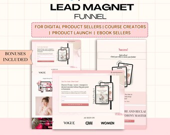 Lead Funnel Systeme io Template for Ebooks PDF and PLR/MRR Digital Products, Online Course Launch for Coaches, Lead Generation Sales Page