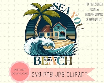 Summer Svg Png Clipart, Summer Tshirt, Travel Shirt Design , Summer Wall Art Beach SVG, Print on Demand, Retro Summer Svg Commercial Use Art
