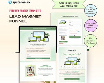 Systeme.io Lead Funnel Template, Ebook Funnel PLR/MRR Digital Products Sales Page, Course Creator Lead Magnet Website, Opt in Page Template