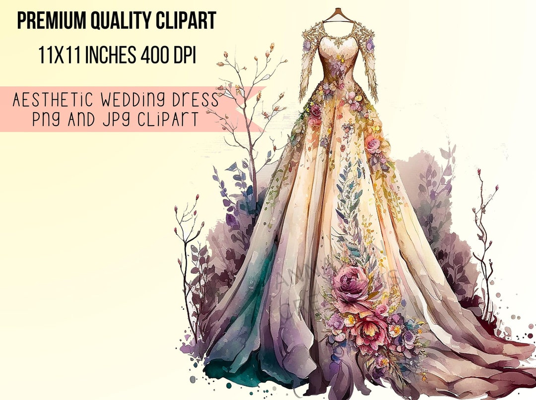 Floral Dress Clipart Watercolor Wedding Flower Dresses Png and