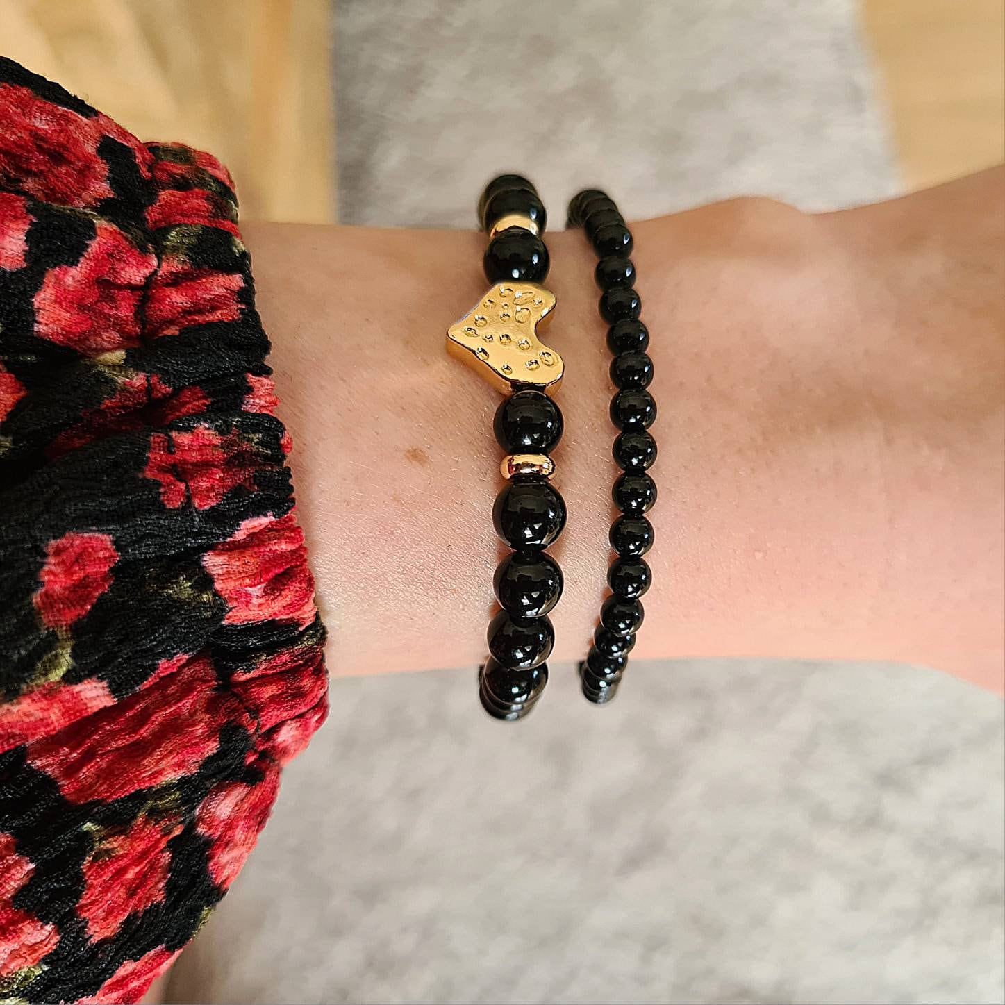 Protective tourmaline bracelet heart gold 6 mm I gift idea