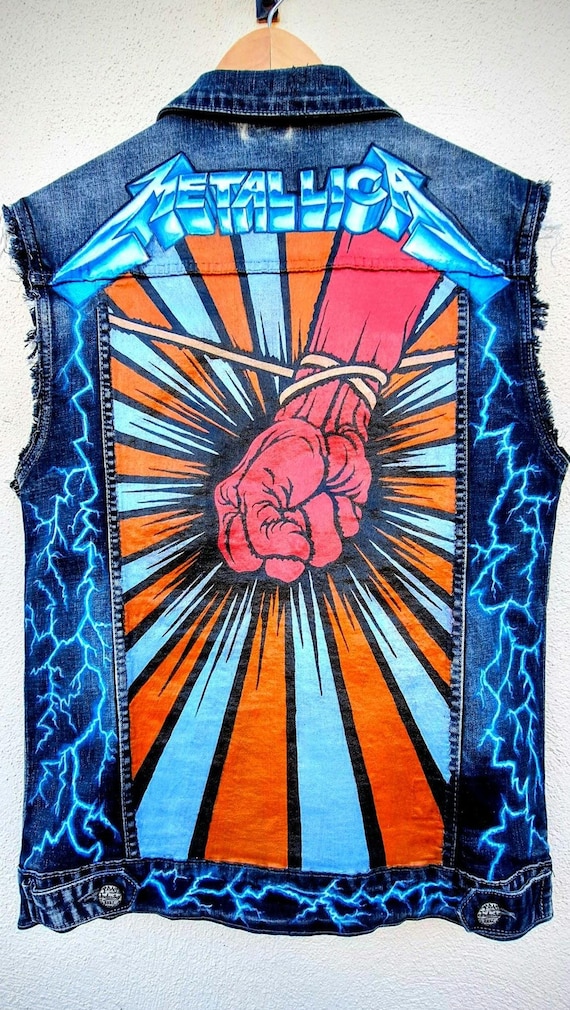 Metallica 'ride the Anger' Hand Painted Custom Sleeveless Denim
