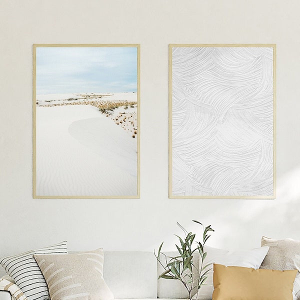 Calm Living Room Wall Art Set Of 2 PRINTABLES, Neutral Wall Art Set, Beige Art Wall Decor, Digital DOWNLOAD Print Jpegs