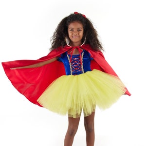Princess with Cape Costume Dress, Snow White-Inspired, Kids&#39; Princess Costume, Birthday Tutu, Princess Birthday Dress, Halloween Costume