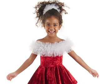 Mrs. Claus Costume, Christmas Costume, Mrs Claus Tutu Dress, Christmas Tutu Dress, Red and White Tutu Dress,Red Velvet Christmas Outfit