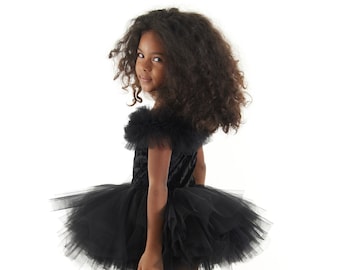 BLACK TUTU DRESS, Girls' Tutu Dress, Ballet Dress, Black Ballerina Dress, Black Velvet Tutu Dress, Birthday Party Dress