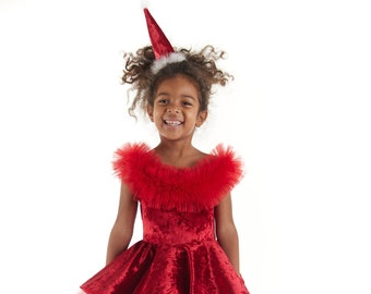 Christmas Tutu Dress, Girls' Mrs Claus Dress, Mrs Claus Costume, Christmas Costume, Red Tutu Dress, Girls' Holiday Party Outfit, Red Velvet