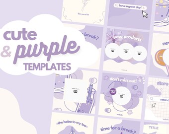 30 Cute and Purple Instagram Post Templates | Instagram Templates Canva | Purple Canva Templates | Cute pastel Aesthetic Templates