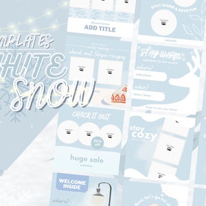 30 witte bevroren sneeuw Instagram-berichtsjablonen | Sjablonen voor kerstcanvaposters | Wintervoer | Vakantieberichten | Kerstsjablonen