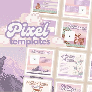 Cute Pixel Canva Post Templates | Instagram Social Media Post Templates | Streamer Templates | Gamer branding kit | Editable Canva Templates