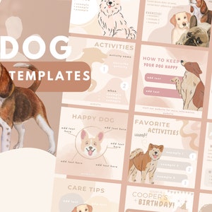30 Dog Instagram Post Templates | Pets Post Bundle | Dog Templates Canva | Social Media Templates for Dogs and Pets | Pet Store Templates