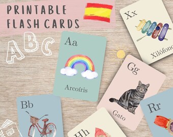 Karty edukacyjne z alfabetem hiszpańskim, ABC (do pobrania w wersji cyfrowej)