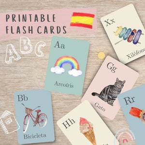 Cartes flash de l'alphabet espagnol, espagnol éducatif, abc éducatif, cartes flash imprimables, abc espagnol, cartes d'apprentissage, abc, TÉLÉCHARGEMENT NUMÉRIQUE