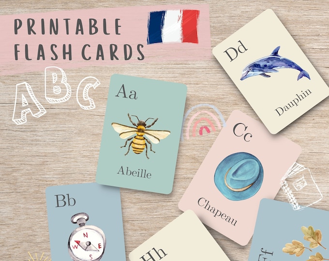 French Alphabet Flash Cards - A-Z | Educational | Pre-school | Digital ...